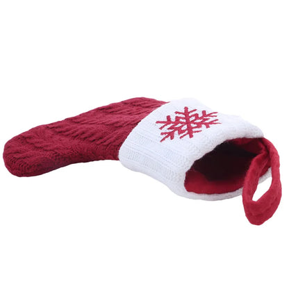 Meia de Natal em Tricô com Floco de Neve