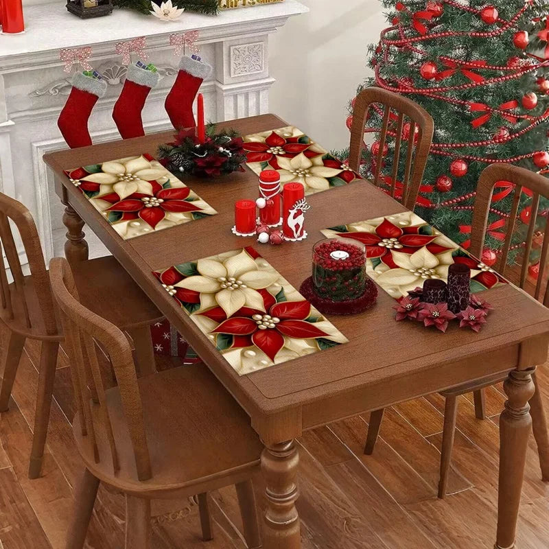 Jogo Americano de Natal Estampa Árvores – Kit 4 Unidades
