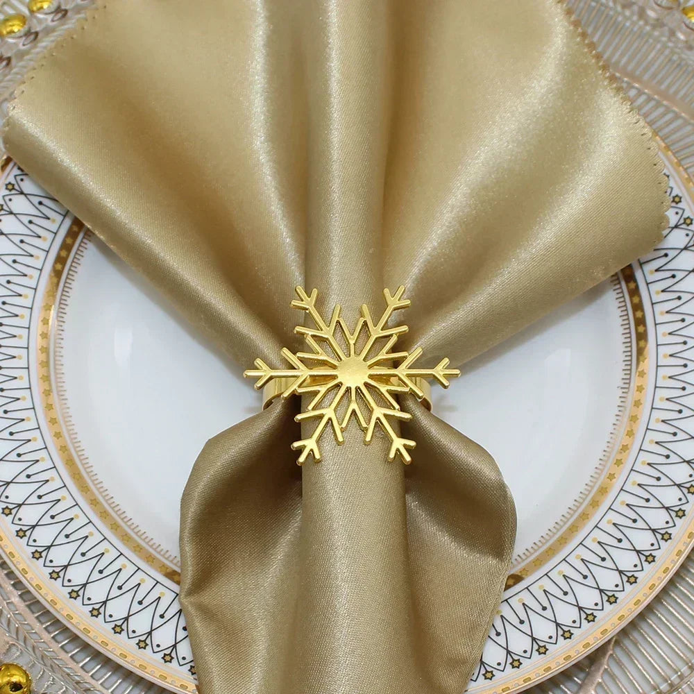 Porta-Guardanapo Floco de Neve Dourado – Kit 6 Unidades