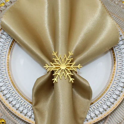 Porta-Guardanapo Floco de Neve Dourado – Kit 6 Unidades