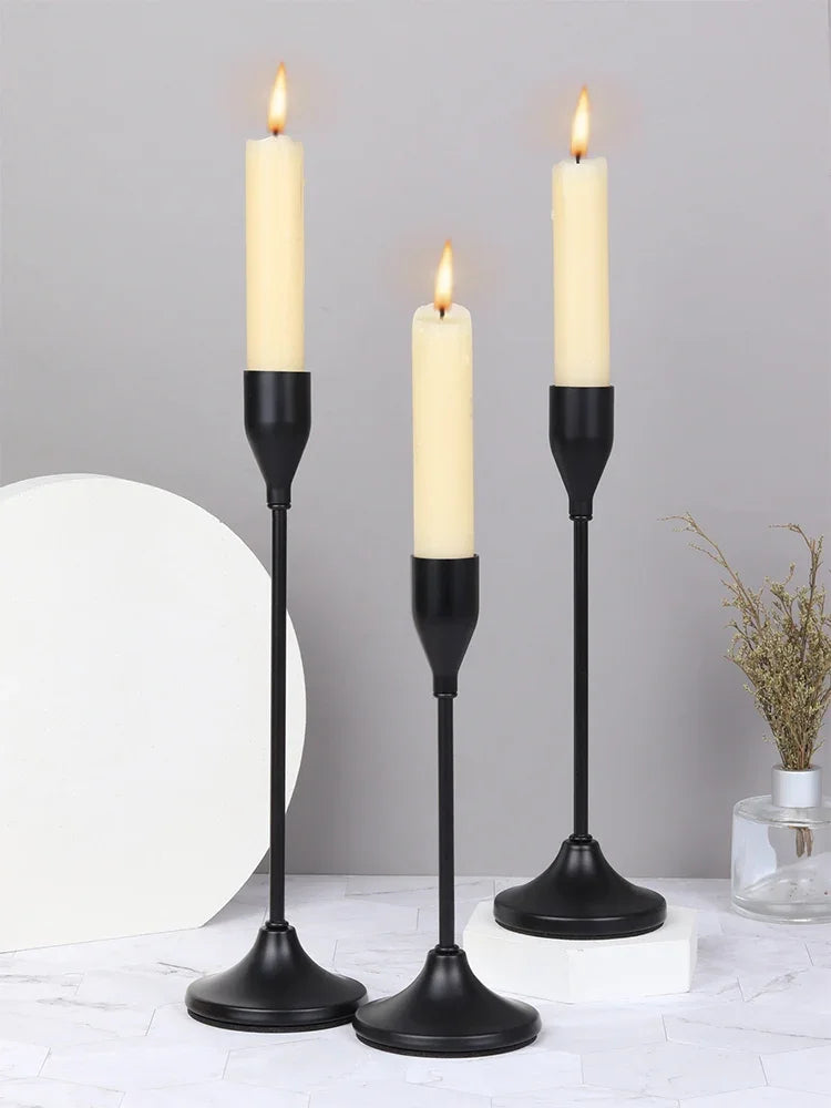 Castiçal Rose Gold para Velas Palito – Kit 3 Unidades