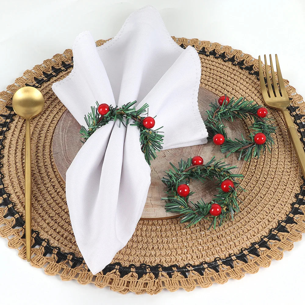 Porta-Guardanapo de Natal Mini Guirlanda de Pinho – Kit 6 Unidades