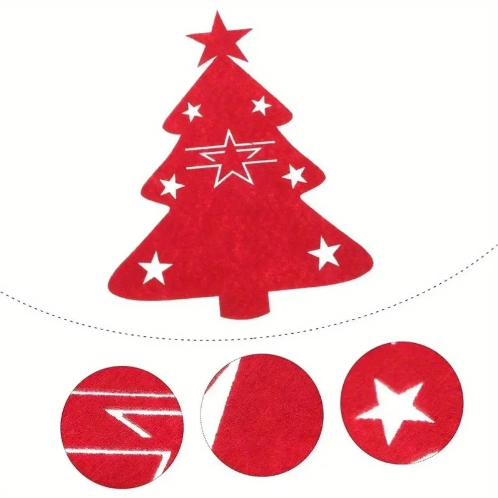 Porta-Talheres de Natal Árvore em Feltro – Kit 12 Unidades