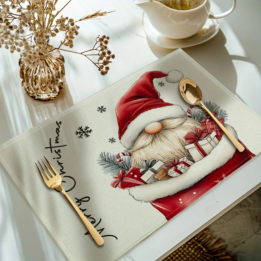 Jogo Americano de Natal Gnomos 30 x 40 cm – Kit 4 Unidades