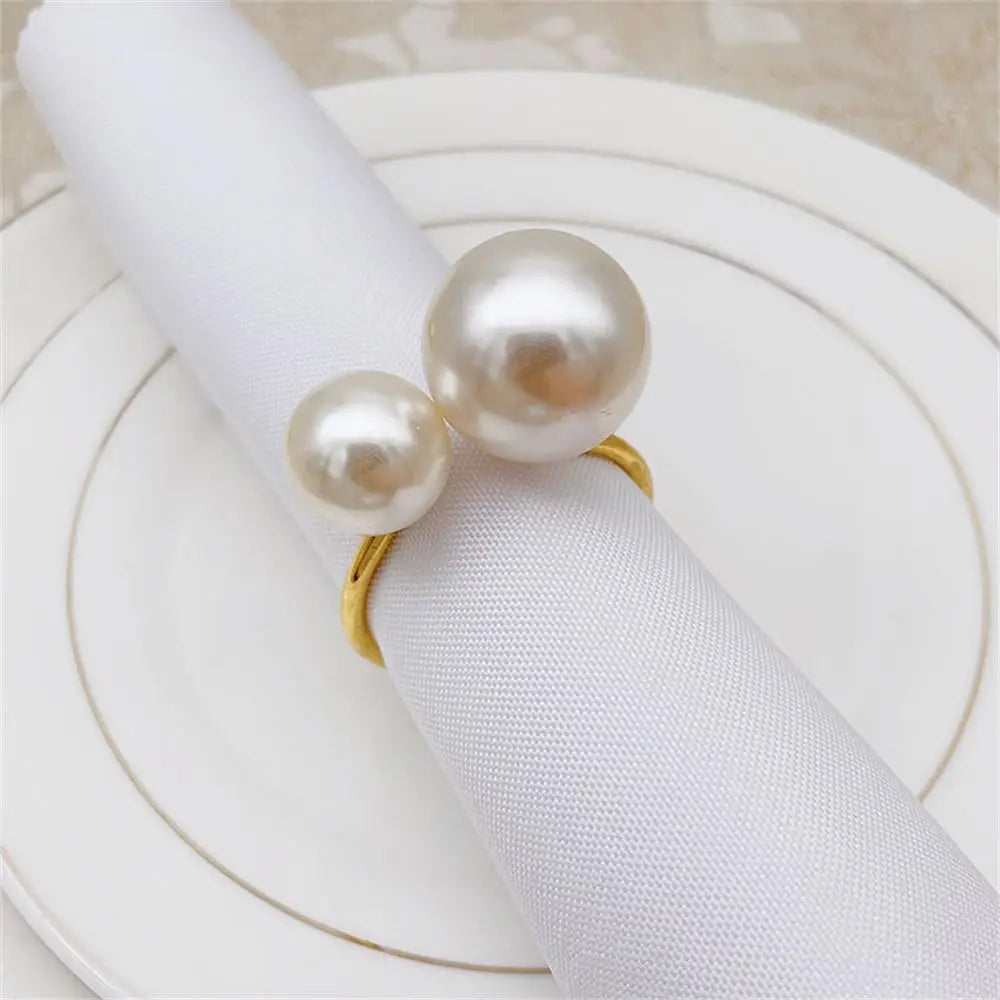 Porta-Guardanapo com Pérolas Dourado – Kit 6 Unidades