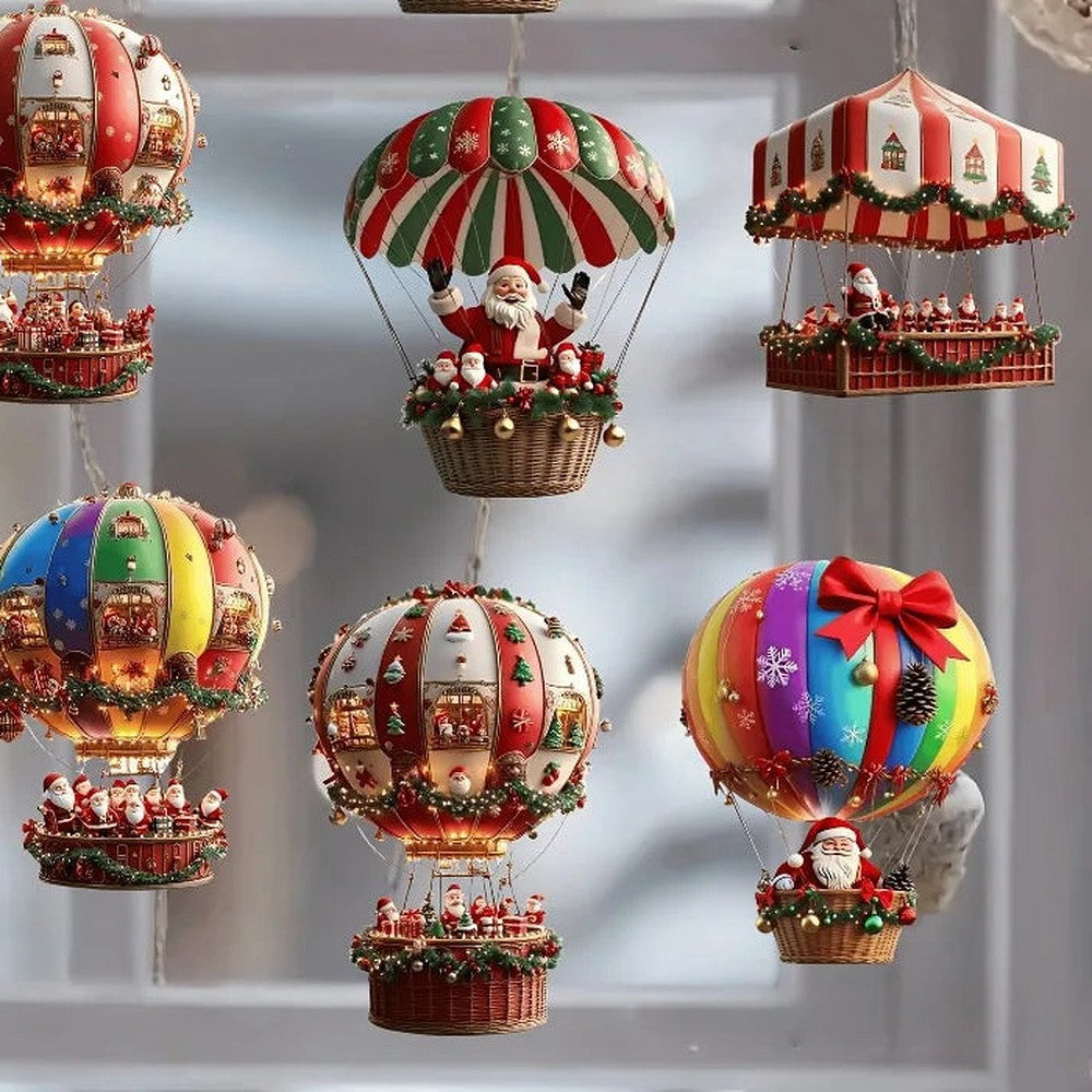 enfeites de natal madeira balao papai noel kit 10