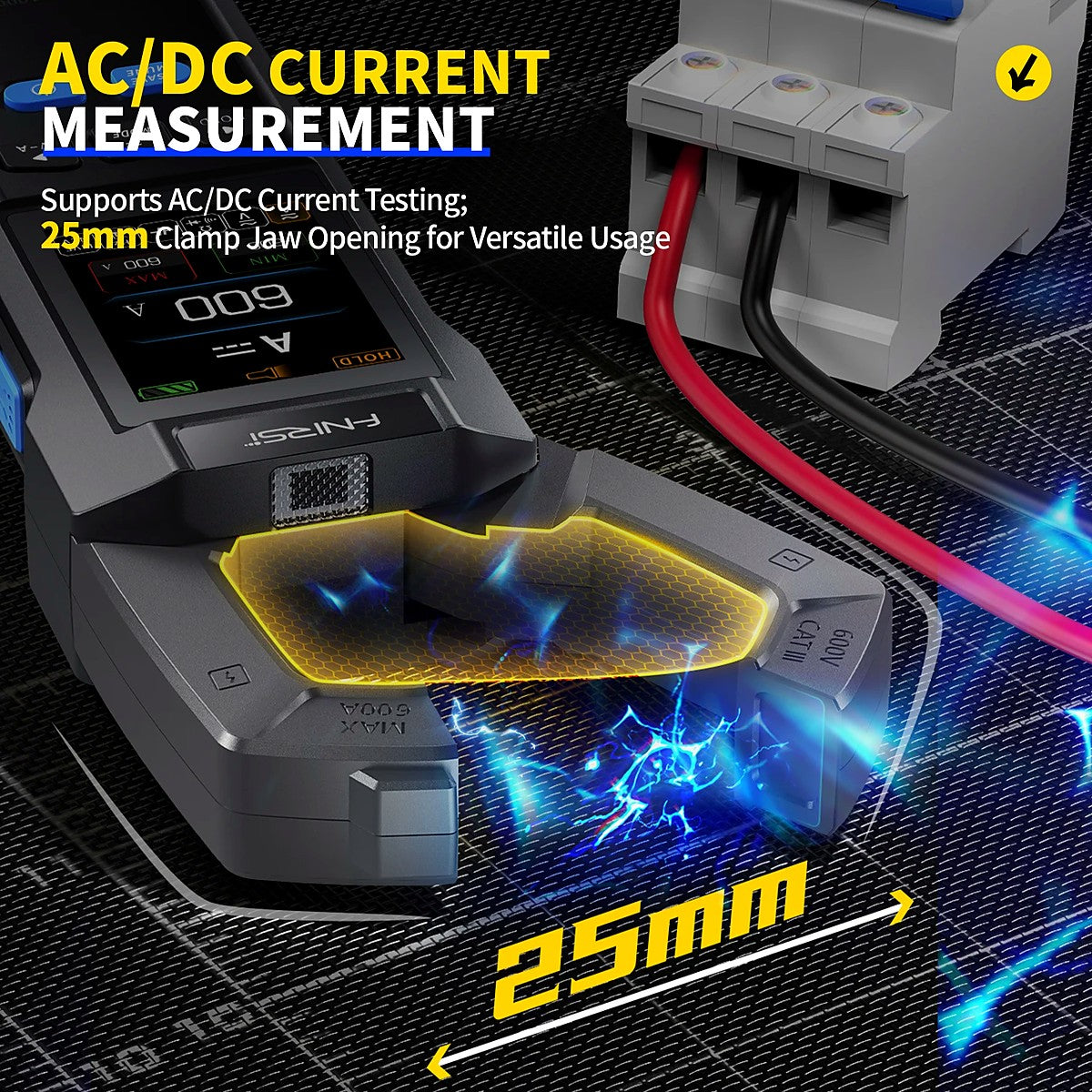 Alicate Amperímetro Digital FNIRSI DMC-100 600A AC/DC Recarregável com NCV – imagem 4