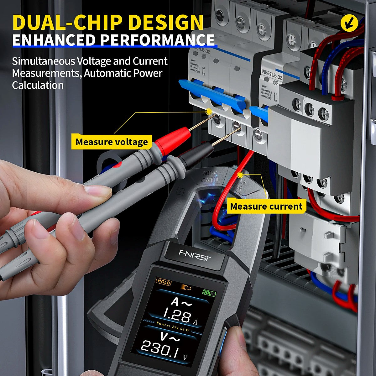 Alicate Amperímetro Digital FNIRSI DMC-100 600A AC/DC Recarregável com NCV – imagem 5