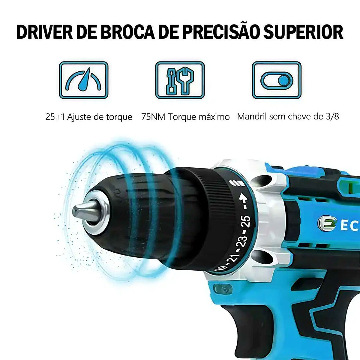 Furadeira e Parafusadeira de Impacto 21V 3 em 1 com 2 Baterias e Acessórios – imagem 5