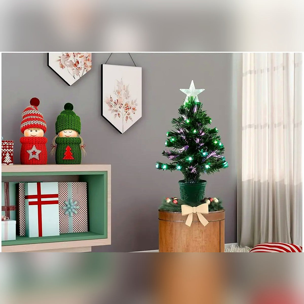 Árvore de Natal de Fibra Ótica 60 cm com Vaso, Luzes LED e Estrela – imagem 2