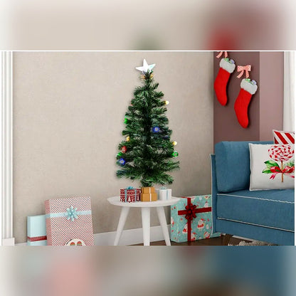 Árvore de Natal de Fibra Ótica 90 cm com Luzes LED, Bolas e Estrela – imagem 2