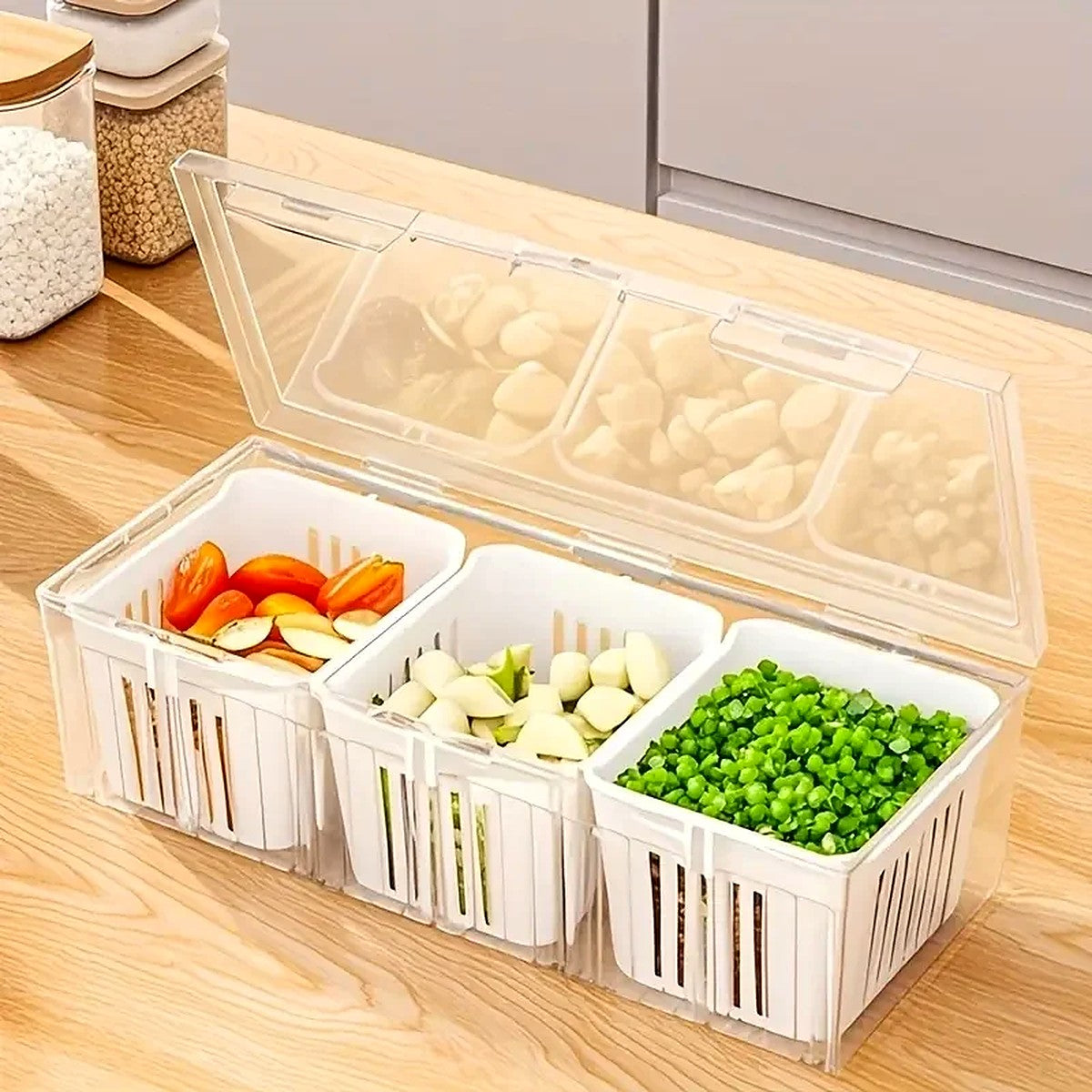 Organizador de Geladeira com 3 Cestos e Tampa – imagem 3