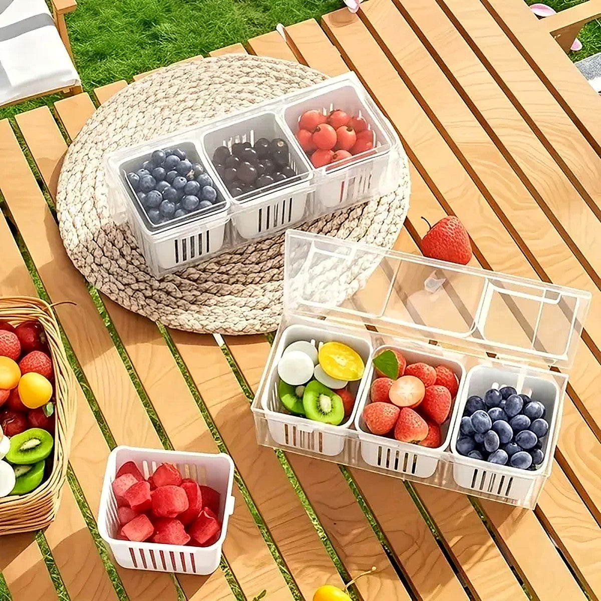 Organizador de Geladeira com 3 Cestos e Tampa – imagem 4