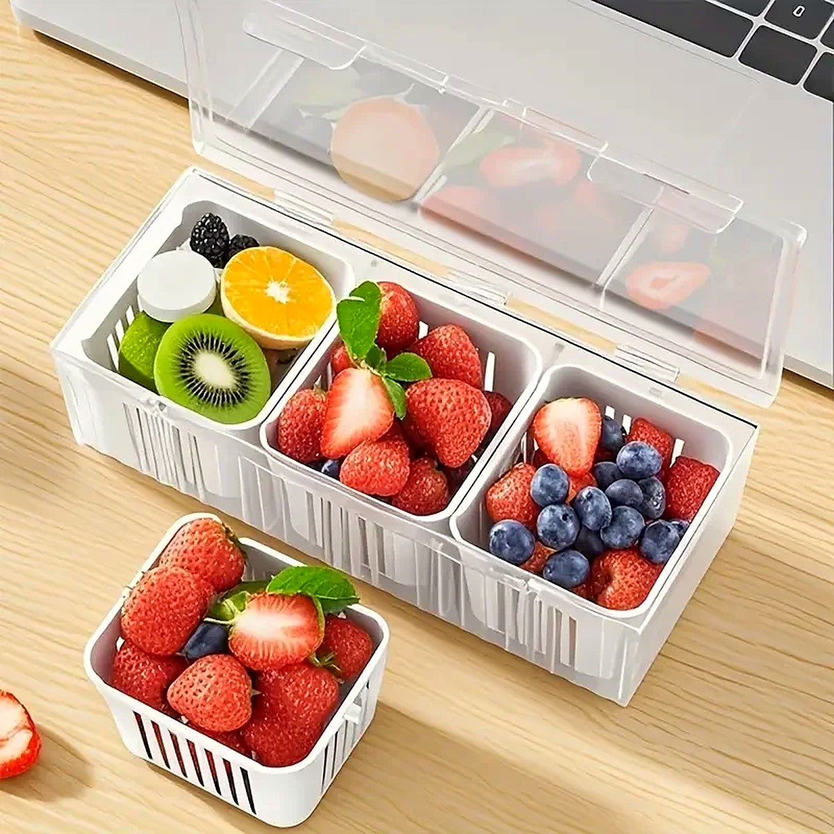 Organizador de Geladeira com 3 Cestos e Tampa – imagem 6