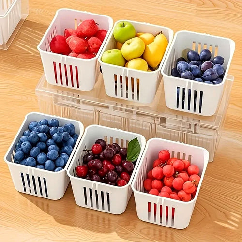 Organizador de Geladeira com 3 Cestos e Tampa