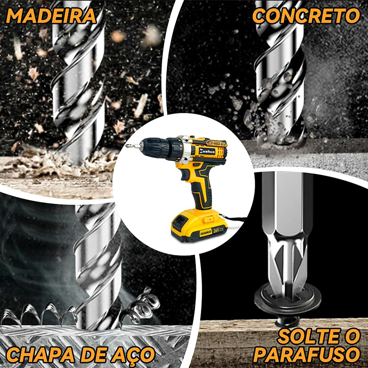 Kit Furadeira e Parafusadeira 26V com 2 Baterias, Maleta e 47 Acessórios – imagem 5
