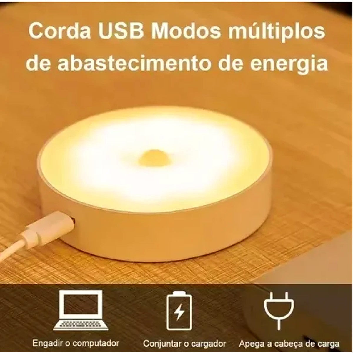 Luminária LED Sem Fio com Sensor de Movimento Recarregável USB – imagem 3