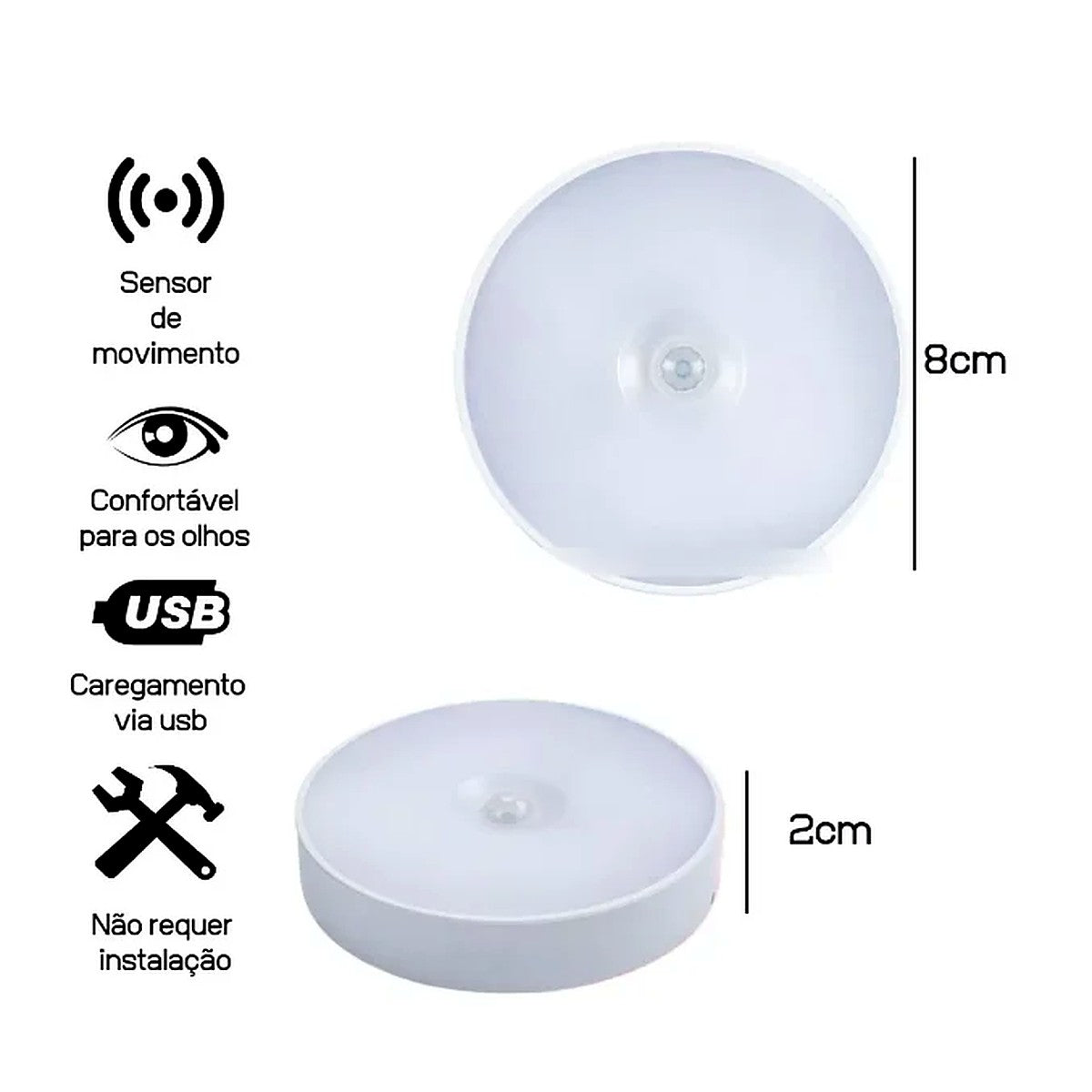 Luminária LED Sem Fio com Sensor de Movimento Recarregável USB – imagem 6