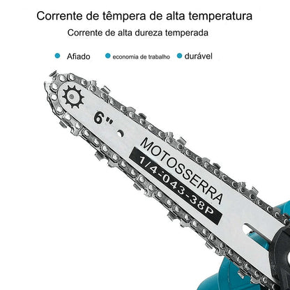 Mini Motosserra Sem Fio 6" 21V com 2 Baterias para Poda e Galhos – imagem 3