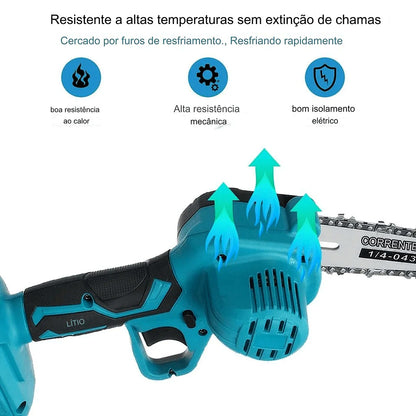 Mini Motosserra Sem Fio 6" 21V com 2 Baterias para Poda e Galhos – imagem 4
