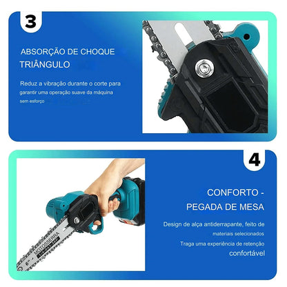 Mini Motosserra Sem Fio 6" 21V com 2 Baterias para Poda e Galhos – imagem 6