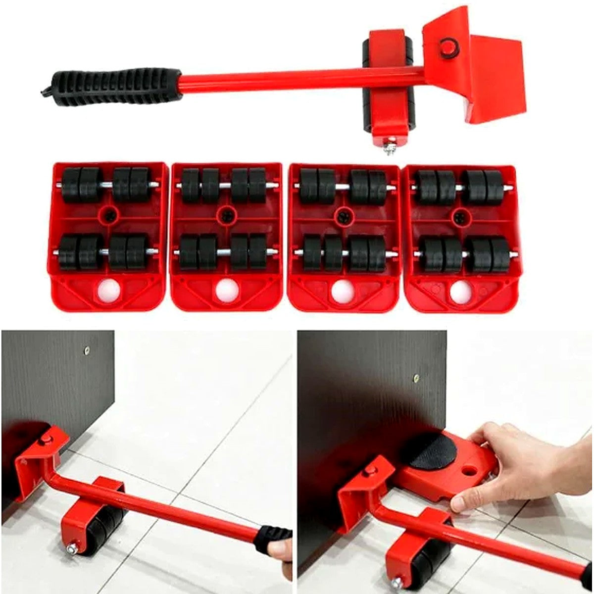 Kit Movedor e Levantador de Móveis 5 Peças com Rodinhas – imagem 2