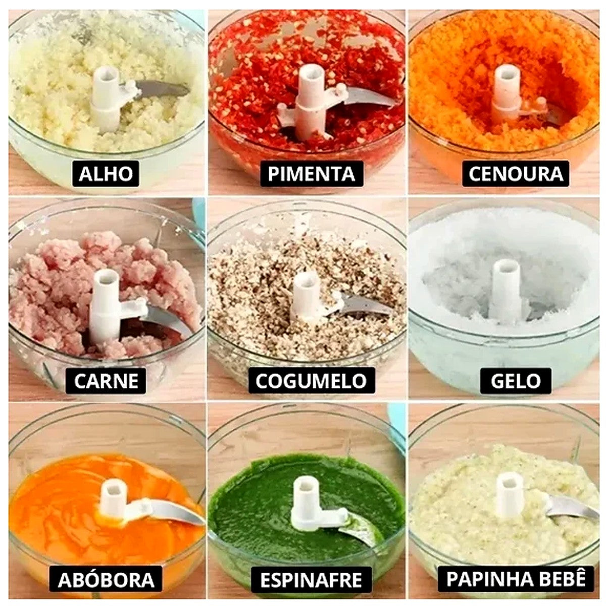 Processador Manual de Alimentos 500 ml com 3 Lâminas – imagem 4