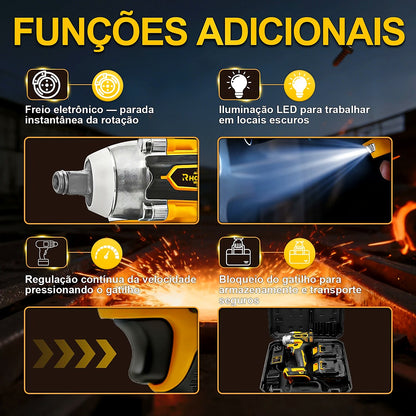 Chave de Impacto Sem Fio Brushless 1/2" 20V Rhovistar com 2 Baterias, Soquetes e Maleta – imagem 4