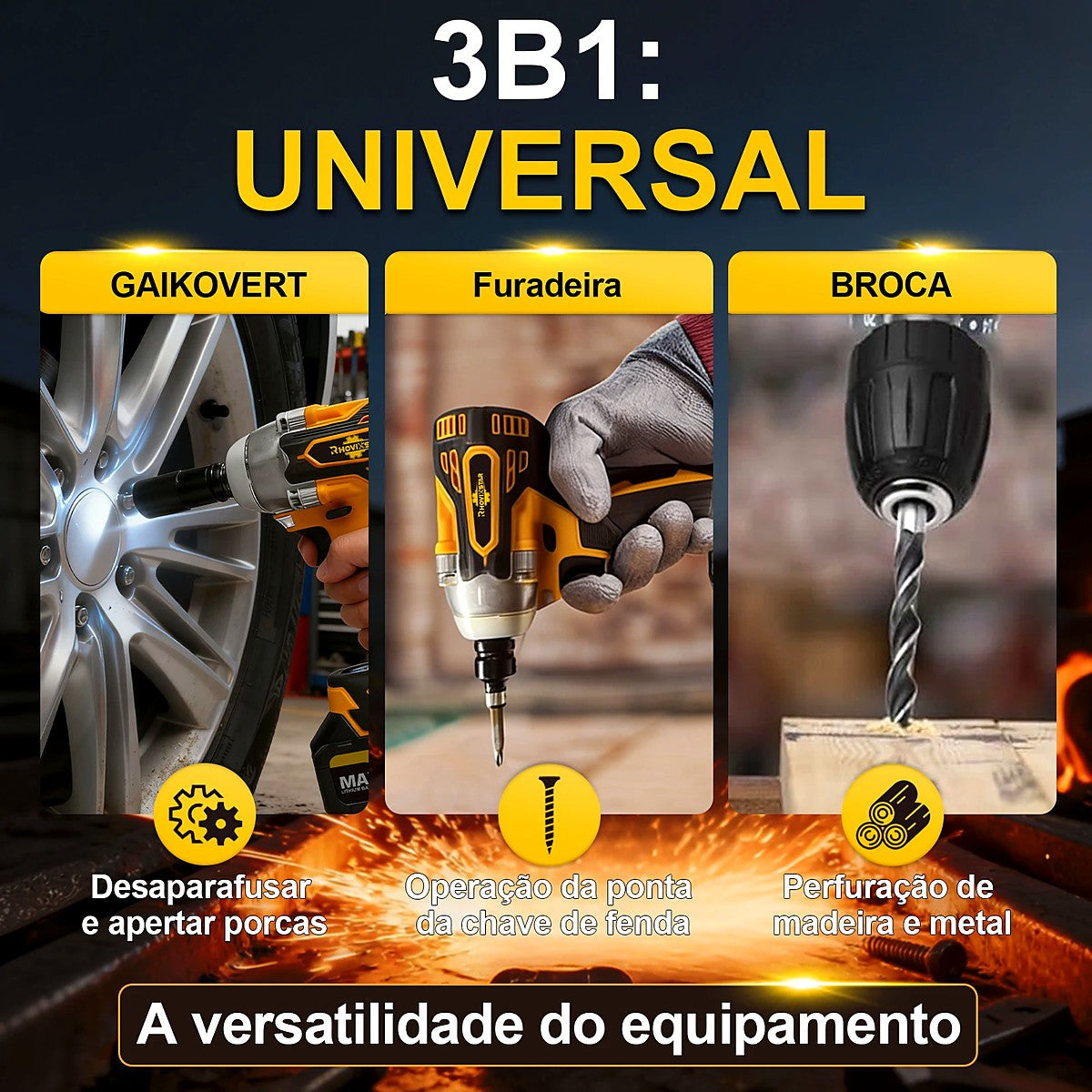 Chave de Impacto Sem Fio Brushless 1/2" 20V Rhovistar com 2 Baterias, Soquetes e Maleta – imagem 5
