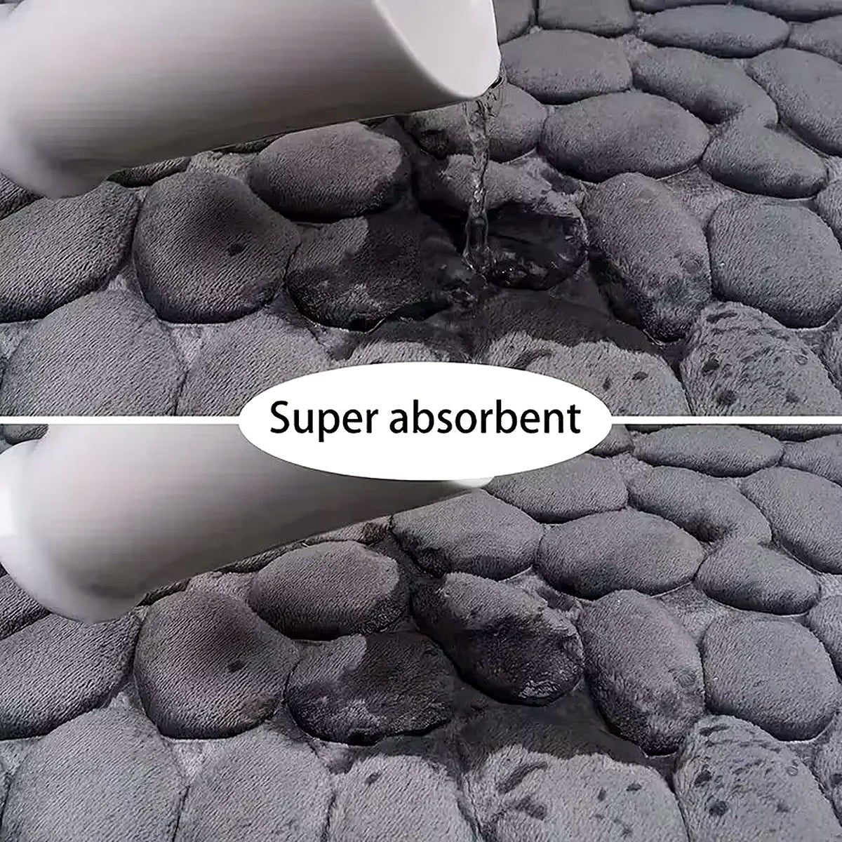 Tapete de Banheiro Super Absorvente Antiderrapante com Relevo de Pedras – imagem 3