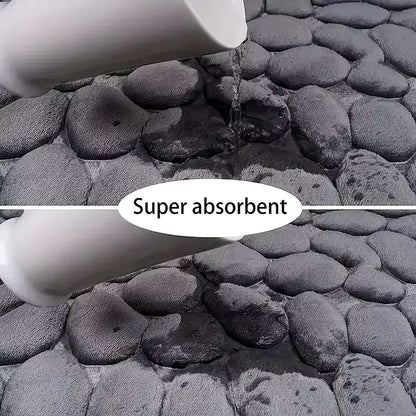 Tapete de Banheiro Super Absorvente Antiderrapante com Relevo de Pedras – imagem 3