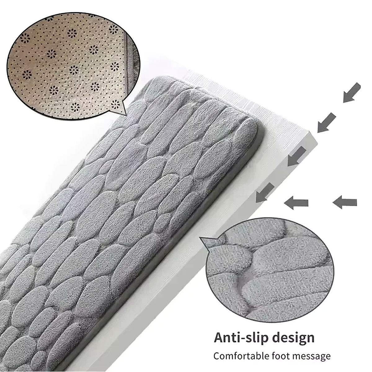 Tapete de Banheiro Super Absorvente Antiderrapante com Relevo de Pedras – imagem 4