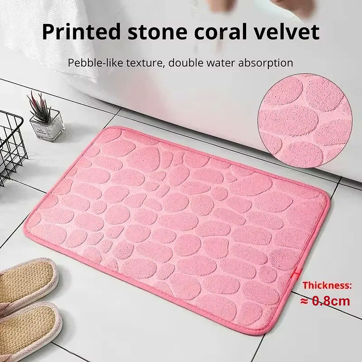 Tapete de Banheiro Super Absorvente Antiderrapante com Relevo de Pedras – imagem 6