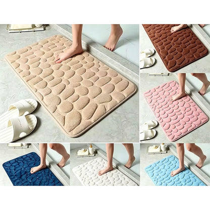 Tapete de Banheiro Super Absorvente Antiderrapante com Relevo de Pedras