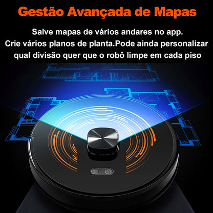 Robô Aspirador ABIR X9 6500Pa com LiDAR, Mapeamento e Luz UV – Aspira e Passa Pano – imagem 3