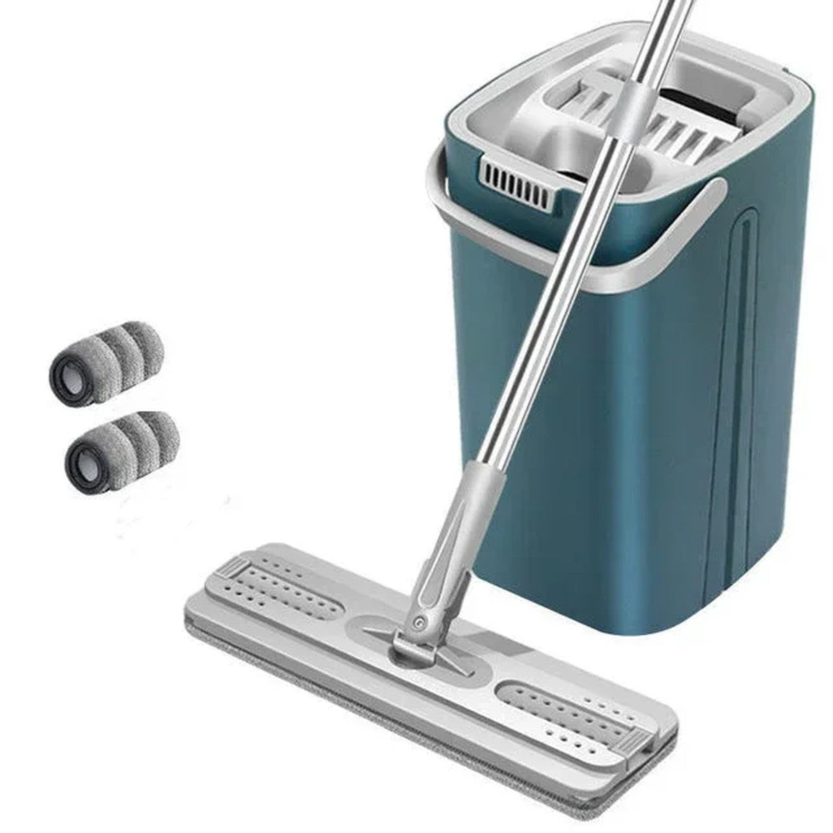 Flat Mop Lava e Seca com Balde e 2 Refis de Microfibra
