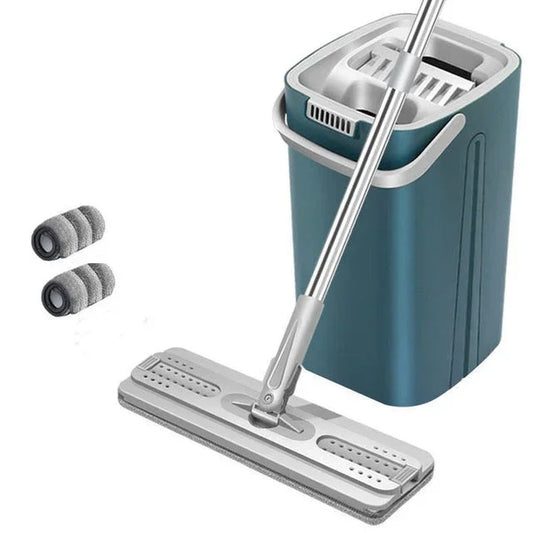 Flat Mop Lava e Seca com Balde e 2 Refis de Microfibra